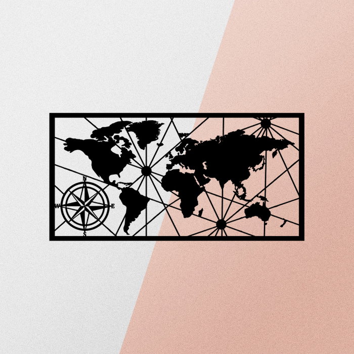 Wallity World Map Medium Metal Wall Decor